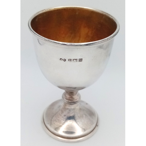 393 - A Vintage Sterling Silver Kiddush Cup. Birmingham hallmarks. 9cm tall. 45g.
