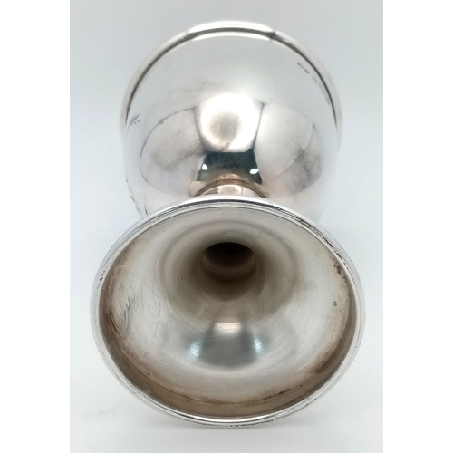 393 - A Vintage Sterling Silver Kiddush Cup. Birmingham hallmarks. 9cm tall. 45g.