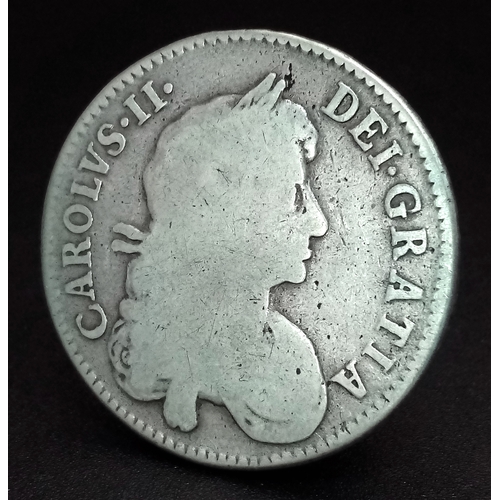 135 - A 1671 Charles II Third Bust Half Crown Silver Coin. F grade but please refer to photos.