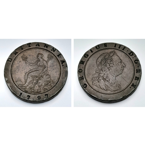 372 - A George III 1797 Twopence Cartwheel Copper Coin.