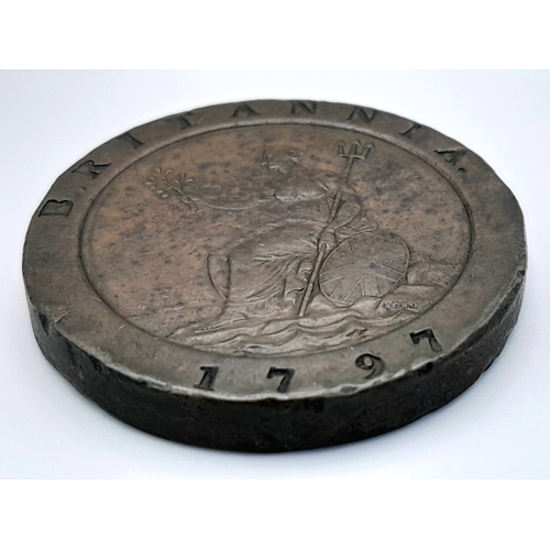 372 - A George III 1797 Twopence Cartwheel Copper Coin.