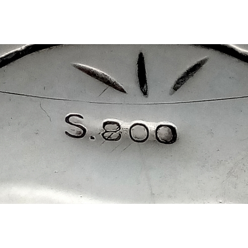 379 - An Antique 800 Silver Bowl with Decorative Swan Pattern and Three Paw Feet. 10.5cm diameter at top. ... 