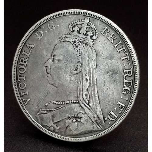 400 - An 1892 Queen Victoria Silver Crown Coin. Good definition.