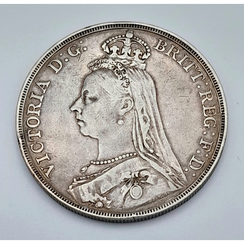 408 - An 1891 Queen Victoria Silver Crown Coin. Good definition.