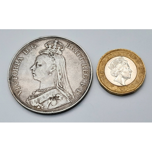 408 - An 1891 Queen Victoria Silver Crown Coin. Good definition.