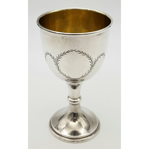 414 - A Vintage Sterling Silver Kiddush Cup. Hallmarks for Birmingham 1957. 13cm tall. 89g.