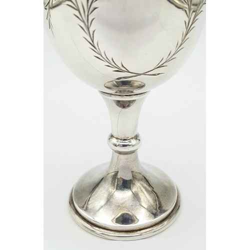 414 - A Vintage Sterling Silver Kiddush Cup. Hallmarks for Birmingham 1957. 13cm tall. 89g.