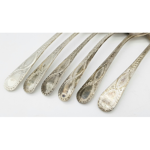 415 - A Set of Six Ornate Antique Tea Spoons. Hallmarked London 1807. Total Weight 70.75g.
