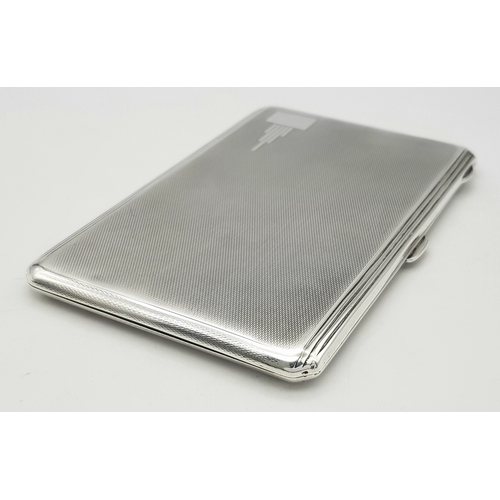 181 - A 1937 Sterling Silver Large Cigarette Case. Machine tooled decoration. In very good condition for i... 
