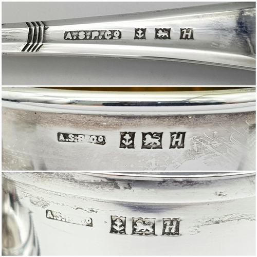 419 - A Vintage Sterling Silver Three Piece Christening Set. Consisting of egg cup, spoon and napkin ring.... 