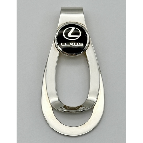 1267 - A STERLING SILVER, LEXUS CAR MANUFACTURER, MONEY CLIP. 17.6G. A/S SIL 14.