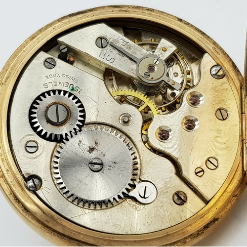 143 - An Antique 9K Gold Greenwood and Sons Double Rear Cased Pocket Watch. Top winder. White dial with se... 