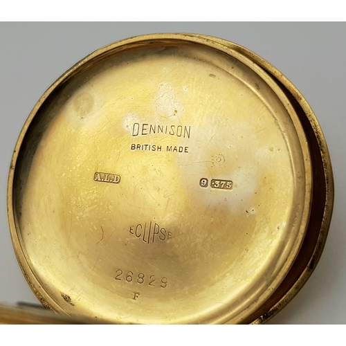 143 - An Antique 9K Gold Greenwood and Sons Double Rear Cased Pocket Watch. Top winder. White dial with se... 