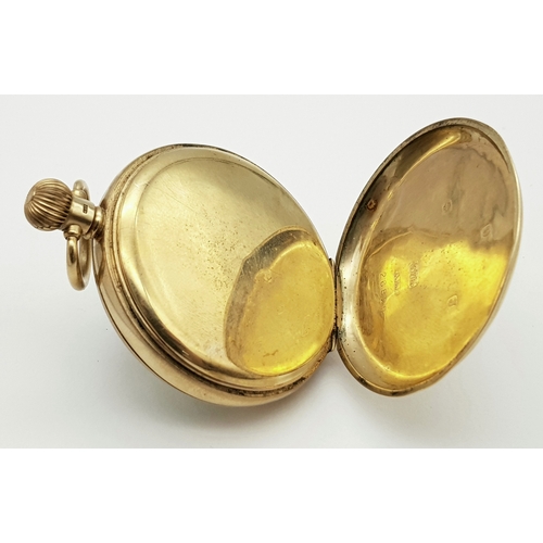 143 - An Antique 9K Gold Greenwood and Sons Double Rear Cased Pocket Watch. Top winder. White dial with se... 