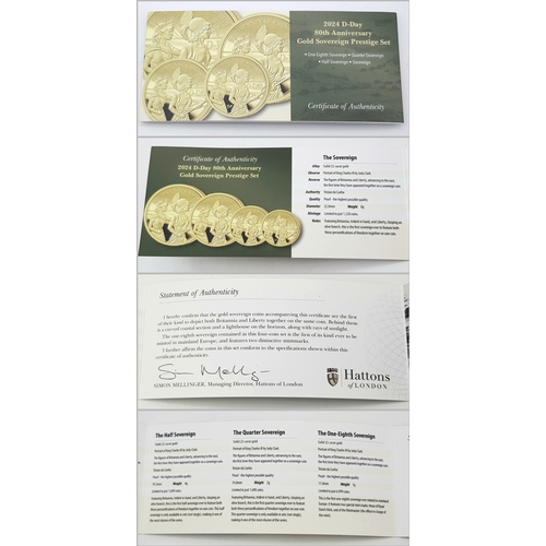 151 - A Hattons of London Commemorative 22k Gold Proof Sovereign Set - 80th Anniversary of D-Day. Full, ha... 