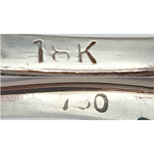 187 - An 18K White Gold, Diamond Solitaire With 2 Row Diamond Shoulders. 0.40Tcw, 2.2G, Size P. Sc 6043