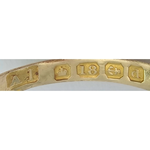 194 - An 18K Yellow Gold, Antique, Diamond And Ruby Set Ring. 2.1G, Size P. Hallmarked Birmingham 1903.  S... 