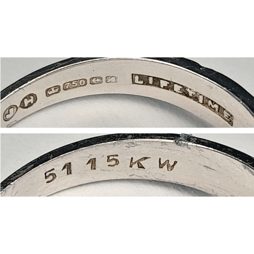 205 - A 18k white gold diamond engraved ring, 0.21ct diamond weight, 4.1g total weight, ring size O. Ref: ... 