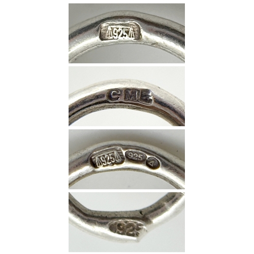 259 - A Sterling Silver, Belcher Link Bracelet. 8 1/2