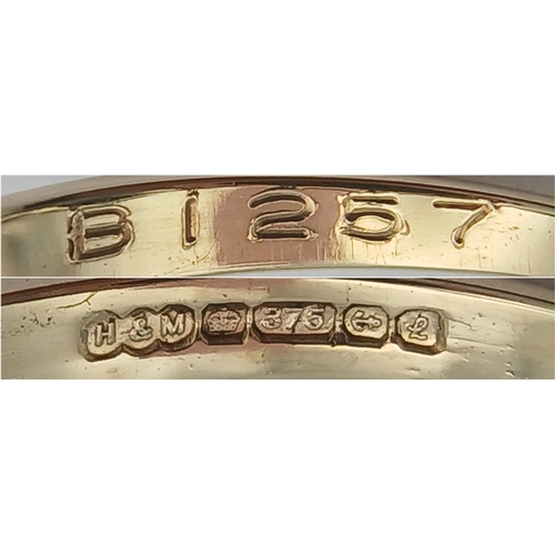 266 - A 9K Yellow Gold, Diamond And Sapphire, Cluster Ring. 2G, Size P. Tan 6003