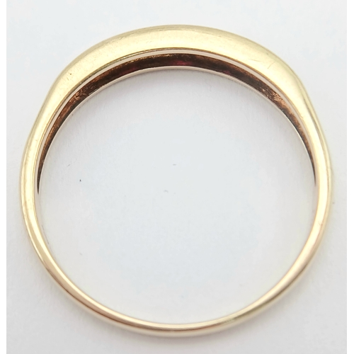 390 - A 9K Yellow Gold, Diamond And Ruby, half Eternity Ring. 1.5G, Size O. Sc 6010