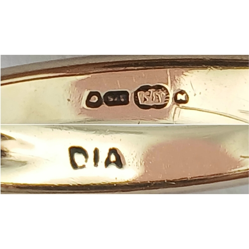 390 - A 9K Yellow Gold, Diamond And Ruby, half Eternity Ring. 1.5G, Size O. Sc 6010