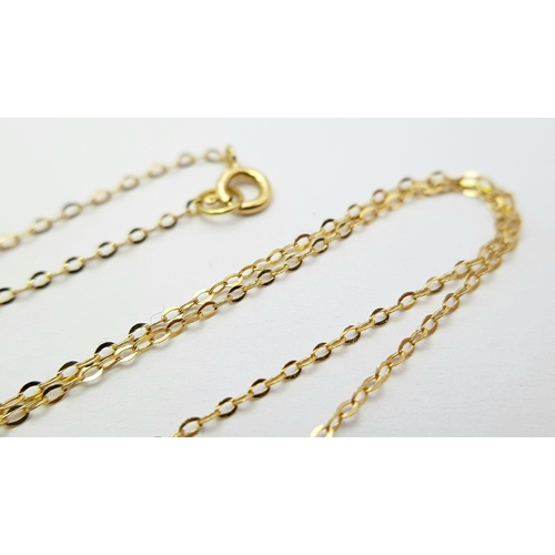 139 - An 18K Yellow Gold, Love Necklace, With Red Enamelled Heart. 1.6G. Tan 6014