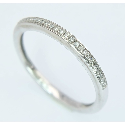 405 - A 9K White Gold, Diamond Set, half Eternity Ring. 1.6G, Size O. Sc 6011
