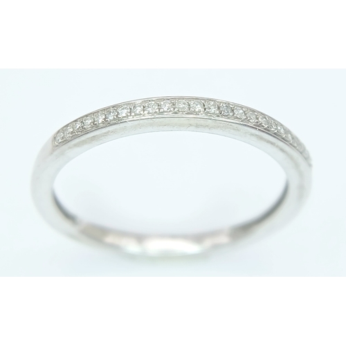 405 - A 9K White Gold, Diamond Set, half Eternity Ring. 1.6G, Size O. Sc 6011