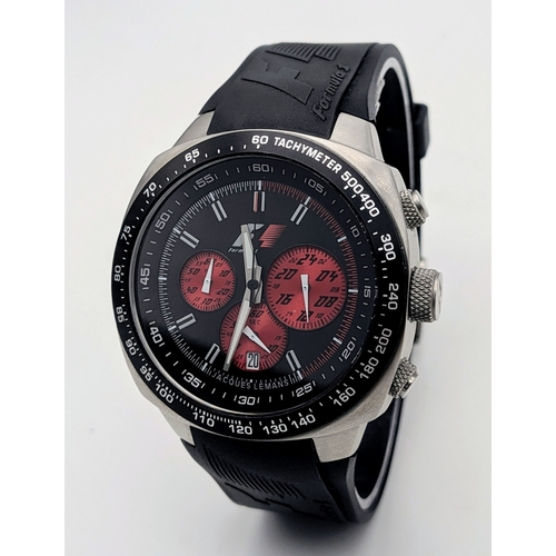 375 - A Good Quality Jacques Lemans Sports F1 Chronograph Date Watch-Reference F5104-42mm Case, Rubber Str... 