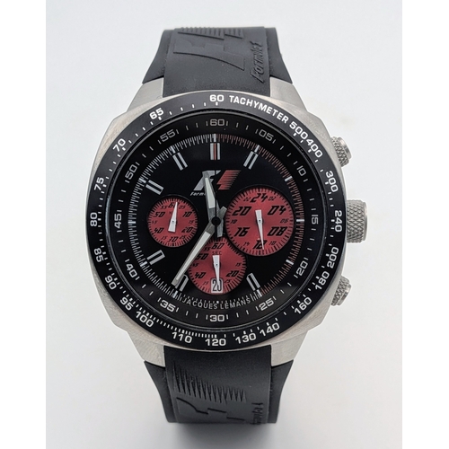 375 - A Good Quality Jacques Lemans Sports F1 Chronograph Date Watch-Reference F5104-42mm Case, Rubber Str... 