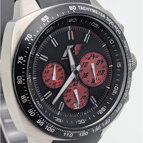 375 - A Good Quality Jacques Lemans Sports F1 Chronograph Date Watch-Reference F5104-42mm Case, Rubber Str... 