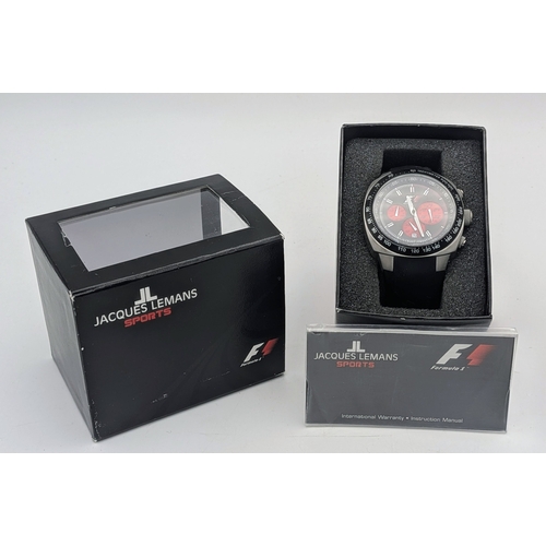 375 - A Good Quality Jacques Lemans Sports F1 Chronograph Date Watch-Reference F5104-42mm Case, Rubber Str... 