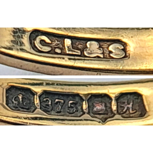 382 - An Elegant Vintage, Hallmarked 1980, 9K Gold Blue Sapphire and Diamond Set Ring - Size O. The Ring i... 