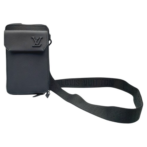 199 - A Black Louis Vuitton Outdoor Pouch Crossbody Bag. Black leather exterior with black hardware, adjus... 