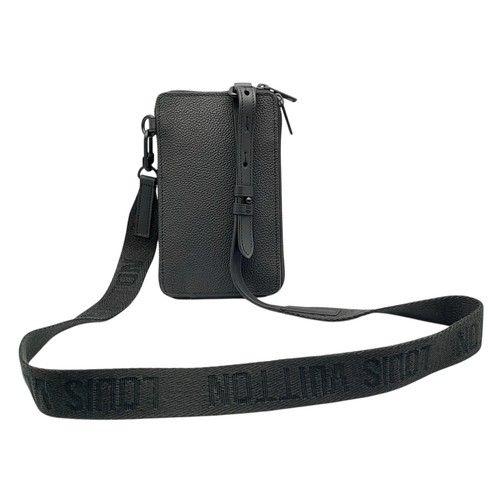 199 - A Black Louis Vuitton Outdoor Pouch Crossbody Bag. Black leather exterior with black hardware, adjus... 
