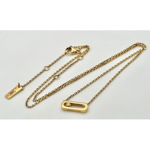 234 - A Messika 18K Yellow Gold and Diamond Necklace.  34cm length. Total weight: 4.03g. Comes with origin... 