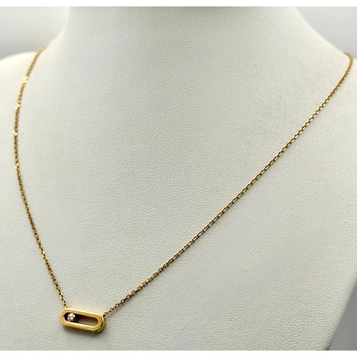 234 - A Messika 18K Yellow Gold and Diamond Necklace.  34cm length. Total weight: 4.03g. Comes with origin... 