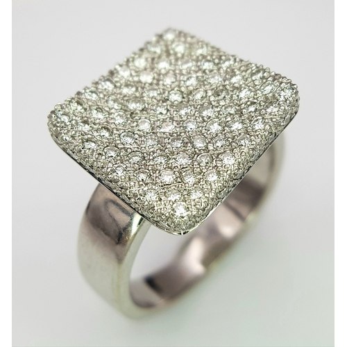 146 - An 18K White Gold, Fancy Diamond Set Ring. 0.50Tcw, 5.6G, Size H. Tan 6015