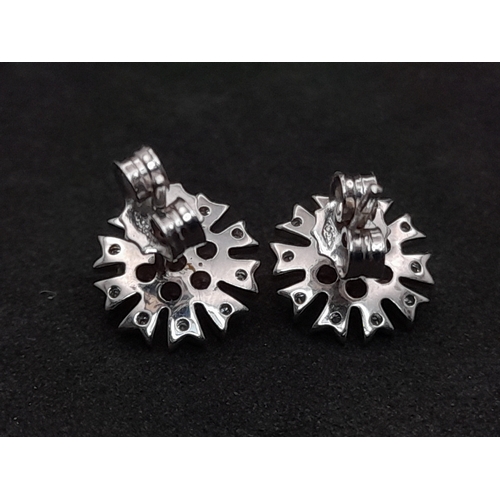166 - A Pair Of 14K White Gold, Diamond And Pink Sapphire Set, Stud Earrings. 2.6G. Sc 6023