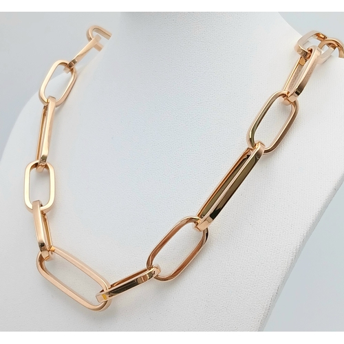 206 - A Bucherer 18K rose gold link chain necklace. Total weight 45.56G. 46cm length. Comes with card of a... 