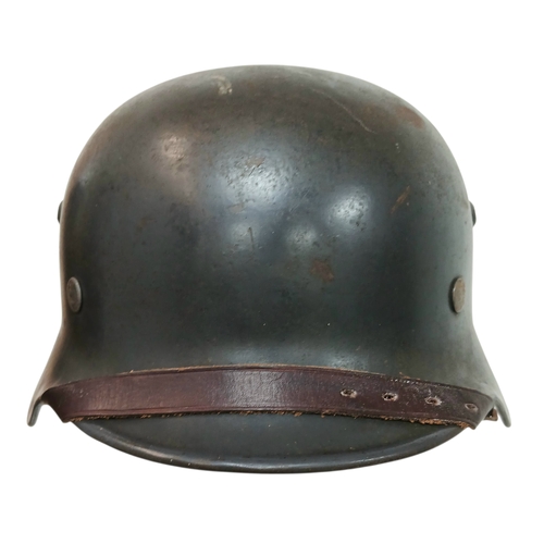 130 - WW2 German M-35 Double Decal Luftwaffe Helmet with Liner & Chin Strap. Some attempts have been made ... 
