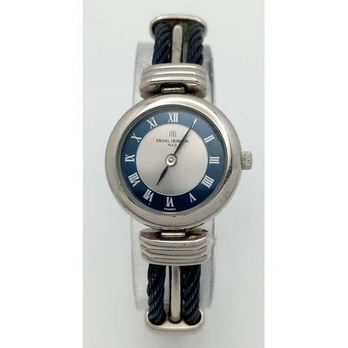 144 - A Vintage Michel Herbelin of Paris, Two-Tone Cable Bracelet Watch. Model 7020. Cable style bracelet ... 