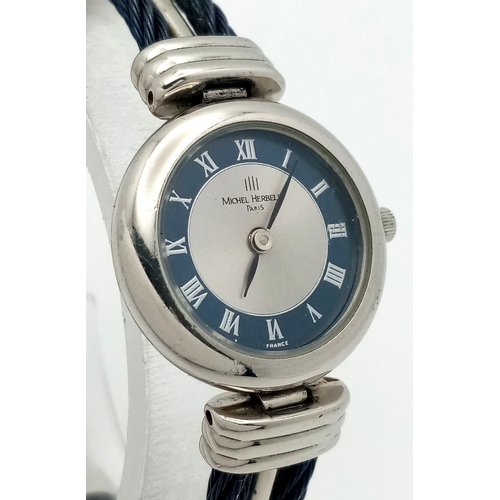 144 - A Vintage Michel Herbelin of Paris, Two-Tone Cable Bracelet Watch. Model 7020. Cable style bracelet ... 