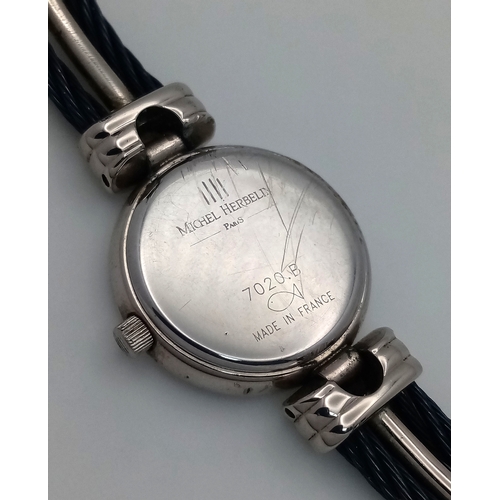 144 - A Vintage Michel Herbelin of Paris, Two-Tone Cable Bracelet Watch. Model 7020. Cable style bracelet ... 