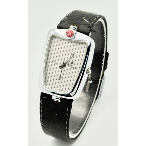 164 - A Vintage MG Classic Morris Turbo Austin Rover Watch.  Black leather strap and stainless steel case ... 