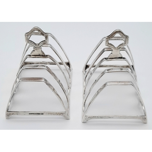 402 - A Pair of Mappin and Webb Vintage Sterling Silver Toast Racks. Both hallmarked. One is slightly brok... 
