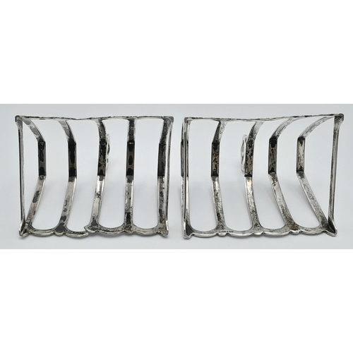 402 - A Pair of Mappin and Webb Vintage Sterling Silver Toast Racks. Both hallmarked. One is slightly brok... 