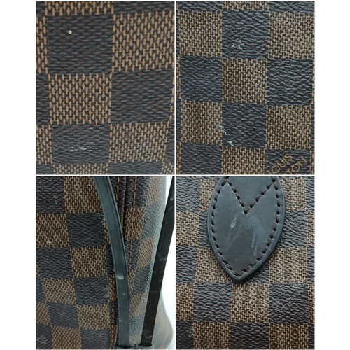 121 - A Louis Vuitton Neverfull Damier Ebene Bag. Coated canvas exterior with leather trim, gold-toned har... 