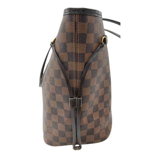 121 - A Louis Vuitton Neverfull Damier Ebene Bag. Coated canvas exterior with leather trim, gold-toned har... 